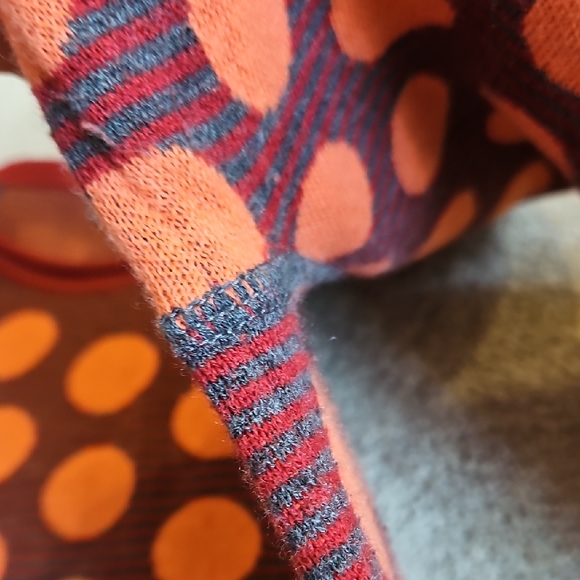 Title Nine Red and Orange Cotton Blend Polka Dot Sweater - Picture 5 of 8